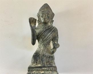 $75 Buddhist metal figure.  4.75 "H, 2" W, 2.75" D.   Weight 12.2 ounces