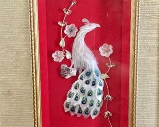 $50 Framed peacock picture 11.5" H by 7.5" W