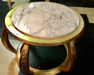 $300 Pair of marble top  Made in Italy side tables 21" diameter 15" High