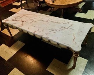 $295   Marble top table 59.5" Long by 21" H by 16.5" High - Very Heavy!