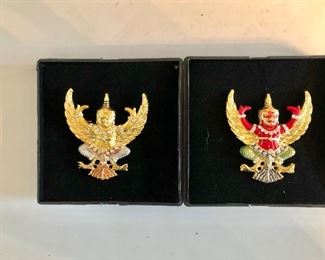 $30 2  Garuda pins in original box 