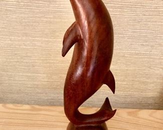 $40 Carved Wooden dolphin on stand 