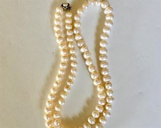 $100 Extra Long white pearl necklace 