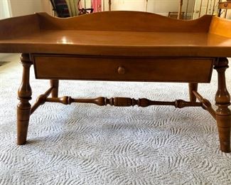 Willett Rock maple coffee table. Extremely well made and solid. Has 2 matching end tables. Paint these to go with any color scheme and style. 