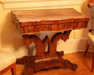 Antique flame mahogany card table