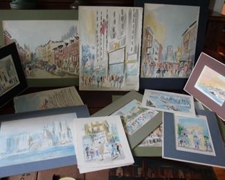 Joseph Barker (20thc NY) assorted NYC watercolors