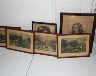 Currier & Ives four seasons etchings