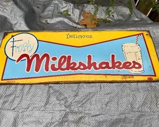 Vintage restaurant milkshakes sign