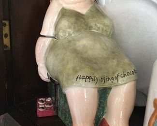 "Happily Dying of Chocolate" cookie jar