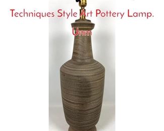 Lot 20 LEE ROSEN Design Techniques Style Art Pottery Lamp. Unm