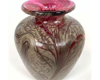 Lot 33 Artist Signed Art Glass 2009 Vase. Swirl design. 