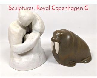 Lot 35 2pcs Figural Art Pottery Sculptures. Royal Copenhagen G
