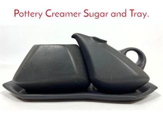 Lot 36 PETER SAENGER Modernist Pottery Creamer Sugar and Tray.