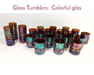 Lot 37 21pcs ESTEBAN PRIETO Art Glass Tumblers. Colorful glas