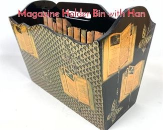 Lot 64 Fornasetti Style Decoupage Magazine Holder Bin with Han