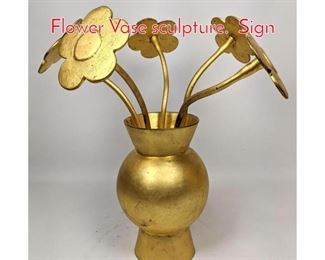 Lot 67 HUBERT LE GALL Gilt Bronze Flower Vase sculpture. Sign