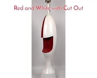 Lot 71 Modernist Op Art Table Lamp. Red and White with Cut Out