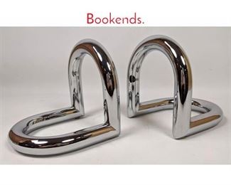 Lot 72 Pair of Post Modern Chrome Bookends. 