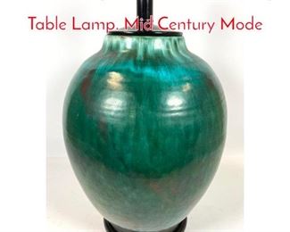 Lot 80 Large Green Glazed Pottery Table Lamp. Mid Century Mode