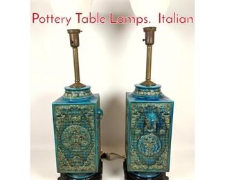 Lot 79 Pair Large UGO ZACCAGNINI Pottery Table Lamps. Italian