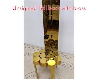 Lot 85 Tall Artisan Brass Chair Unsigned. Tall back with brass