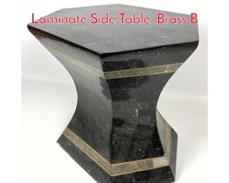 Lot 88 Maitland Smith Style Stone Laminate Side Table. Brass B