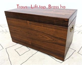 Lot 95 Nice Rosewood Bar Trunk with Trays. Lift top. Brass ha
