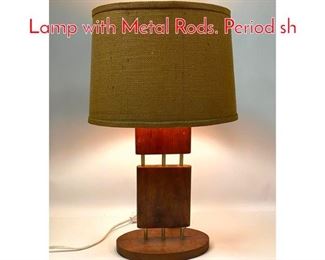 Lot 97 50s Modern Walnut Table Lamp with Metal Rods. Period sh
