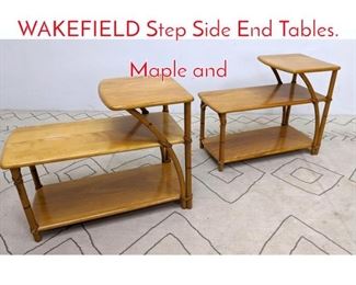 Lot 100 Pair HEYWOOD WAKEFIELD Step Side End Tables. Maple and
