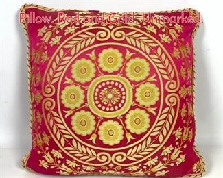 Lot 112 GIANNI VERSACE Square Pillow. Red and Gold. Unmarked. 