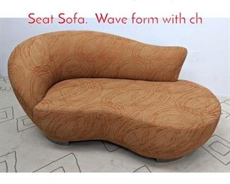 Lot 127 Vladimir Kagan Style Love Seat Sofa. Wave form with ch