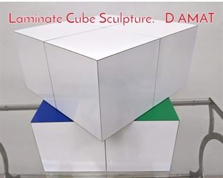 Lot 137 GEORGE D AMATO Op Art Laminate Cube Sculpture. D AMAT