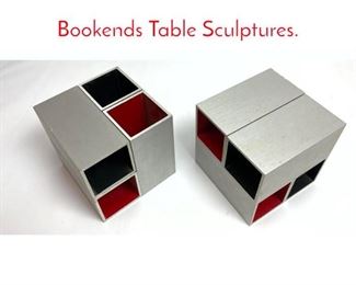 Lot 139 Pair Modern 2 Part Aluminum Bookends Table Sculptures. 