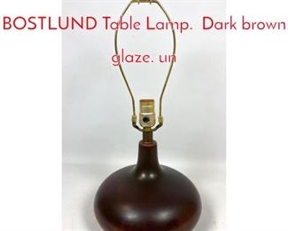 Lot 146 GUNNAR LOTTE BOSTLUND Table Lamp. Dark brown glaze. un
