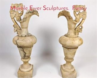 Lot 159 Pair of Decorator 2 Part Marble Ewer Sculptures. Fancy