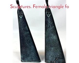 Lot 164 Pair Bronzed Metal Table Sculptures. Female triangle fo