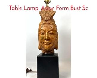 Lot 196 James Mont Style Pottery Table Lamp. Asian Form Bust Sc