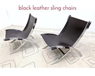 Lot 222 Pair Antonio Citterio style black leather sling chairs 