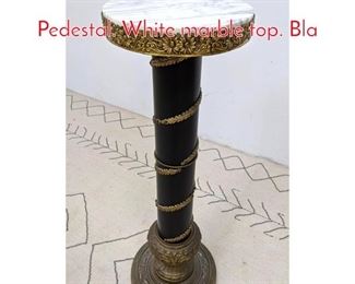 Lot 228 Empire Style Fern stand Pedestal. White marble top. Bla
