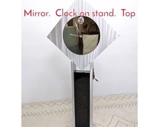 Lot 230 80s Modern Infinity Clock Mirror. Clock on stand. Top