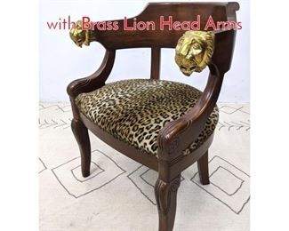 Lot 231 French Empire Style Arm Chair with Brass Lion Head Arms