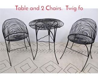 Lot 236 Decorator Iron Patio Set. Table and 2 Chairs. Twig fo