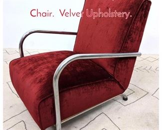 Lot 289 KEM WEBER Style Lounge Chair. Velvet Upholstery.