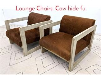Lot 295 Pair JeanMichel Frank Style Lounge Chairs. Cow hide fu