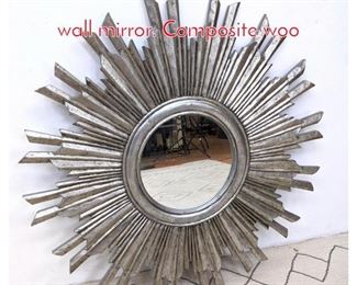 Lot 320 Contemporary Brutalist style wall mirror. Composite woo
