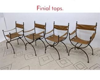 Lot 322 Set 4 Savonarola Style Chairs. Finial tops. 