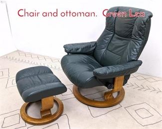 Lot 323 EKORNES Stressless Lounge Chair and ottoman. Green Lea