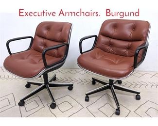 Lot 328 Charles Pollock for Knoll Executive Armchairs. Burgund