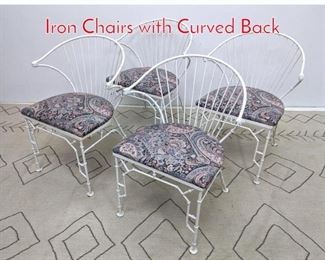 Lot 330 Set of 4 White Faux Bamboo Iron Chairs with Curved Back