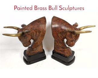Lot 340 Pair Maitland Smith Style Painted Brass Bull Sculptures